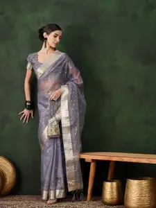 DEVATITHI Woven Design Zari Organza Saree