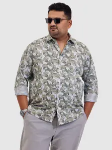 Snitch Men Classic Oversized Fit Spread Collar Floral Printed Cotton Casual Shirt