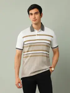 Arrow Men Striped Polo Collar Cotton T-shirt