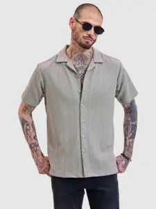 Snitch Men Comfort Boxy Fit Cuban Collar Solid Casual Shirt