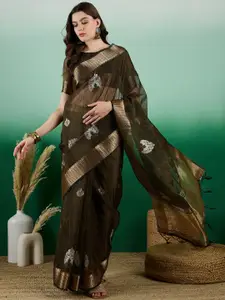 DEVATITHI Mehandi Khadi Organza Saree