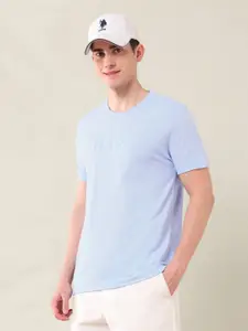 U.S. Polo Assn. Men Typography Printed Round Neck Cotton Slim Fit T-shirt