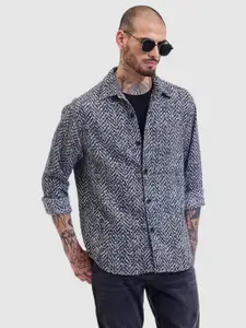 Snitch Men Relaxed Slim Fit Spread Collar Abstract Printed Casual Shirt