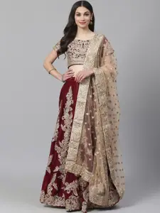 Fusionic Embellished Sequinned Semi-Stitched Lehenga & Blouse With Dupatta