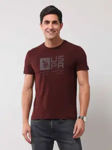 U.S. Polo Assn. Denim Co. Men Typography Printed Round Neck Cotton Slim Fit T-shirt