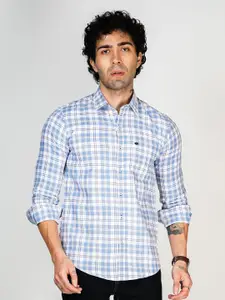 Allen Cooper Men Classic Slim Fit Spread Collar Tartan Checked Cotton Casual Shirt