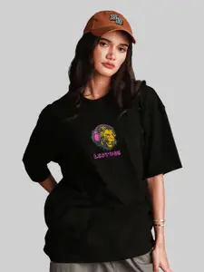 Leotude Women Graphic Printed Round Neck Cotton Relaxed Fit T-shirt