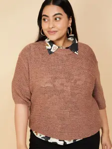 Max Women Plus size Cable Knit Pullover