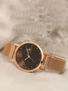 CRESTELLO Women Embellished Dial & Bracelet Style Straps Analogue Watch CR-RG152-BRW