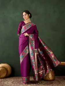 DEVATITHI Zari Purple Poly Silk Saree