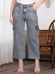 DressBerry Women Comfort Wide Leg High-Rise Light Fade Stretchable Jeans