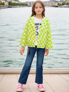 Safehugs Girls Checked Notched Lapel Blazer