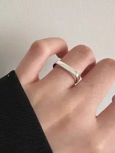 StyleCast Silver-Plated Square Shaped Adjustable Finger Ring