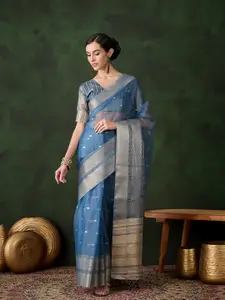 DEVATITHI Woven Design Zari Organza Saree