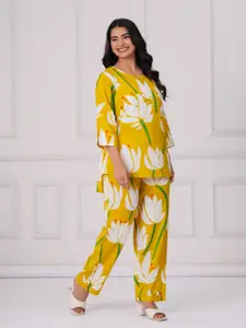 PINGAKSH Printed Pure Cotton Top & Trousers Co-Ords