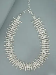 Niscka Rhodium-Plated American Diamond Necklace
