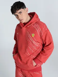 PUMA Motorsport Men Scuderia Ferrari Race Printed Hooded Cotton Sweatshirt