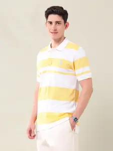 U.S. Polo Assn. Men Striped Polo Collar Cotton Slim Fit T-shirt