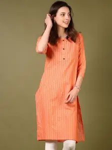 V-Mart Geometric Printed Round Neck Cotton Straight Kurta