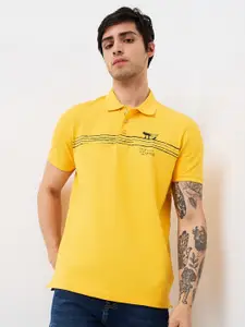 SPYKAR Men Striped Polo Collar Cotton Slim Fit T-shirt