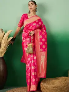 DEVATITHI Woven Design Zari Silk Blend Banarasi Saree