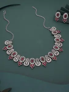 Lyriss Gold-Plated American Diamond Studded Necklace & Earrings