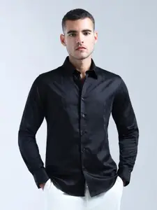 Flying Machine Men Slim Fit Spread Collar Solid Cotton Casual Shirt