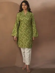Anouk Women Bandhani Printed Flared Sleeves Gotta Patti Kurta