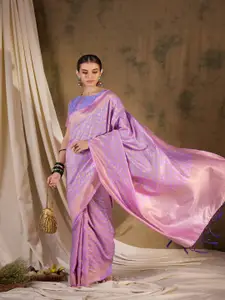 DEVATITHI Light Violet Banarasi Silk Saree