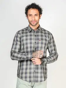 Allen Cooper Men Classic Slim Fit Spread Collar Checked Cotton Casual Shirt