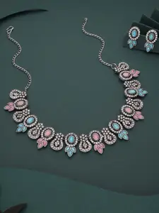 Lyriss Gold-Plated American Diamond Stone-Studded Necklace & Earrings