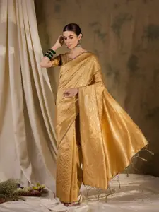 DEVATITHI Woven Design Zari Cream Banarasi Silk Saree