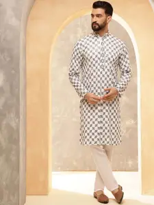 SOJANYA Men Geometric Embroidered Thread Work Kurta