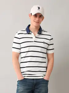 U.S. Polo Assn. Denim Co. Men Striped Polo Collar Cotton Slim Fit T-shirt