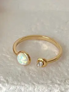 StyleCast Elegant Gold-Toned Artificial Stone Studded Circular Shaped Finger Ring