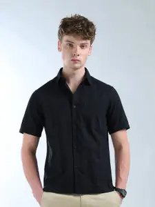 Flying Machine Men Classic Fit Spread Collar Textured Cotton Casual Shirt