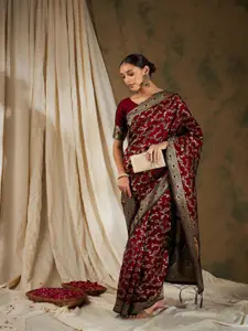 DEVATITHI Maroon Banarasi Silk Saree