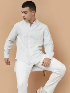 Fame Forever by Lifestyle Men Spread Collar Vertical Striped Cotton Casual Shirt