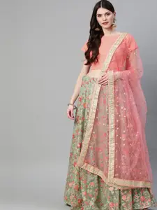 Fusionic Embellished Semi-Stitched Lehenga & Blouse With Dupatta