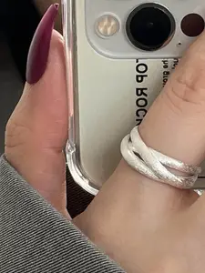 StyleCast Silver-Plated Textured Round Shaped Finger Ring