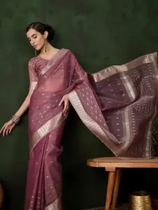 DEVATITHI Woven Design Zari Organza Saree