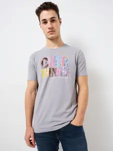 SPYKAR Men Typography Printed Round Neck Cotton Slim Fit T-shirt
