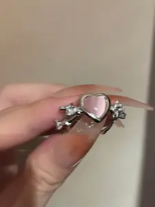 StyleCast Elegant Silver Toned Artificial Stones-Studded Heart Shaped Finger Ring