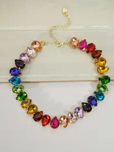 Niscka Gold-Plated American Diamond Minimal Necklace