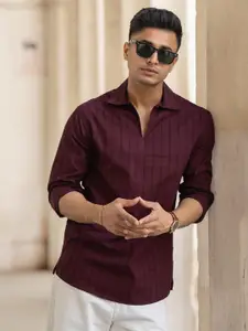 Powerlook Men Regular Fit Spread Collar Vertical Striped Cotton Casual Shirt