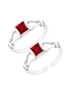 Parnika 92.5 Sterling Silver Set Of 2 Cubic Zirconia Stones Studded Toe Rings