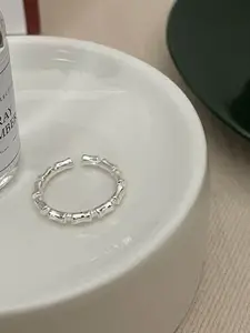 StyleCast Elegant Silver-Toned Intricate Textured Finger Ring