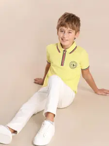 U.S. Polo Assn. Kids Boys Brand Logo Polo Collar Applique T-shirt