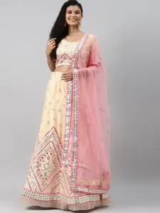 Fusionic Embellished Sequinned Semi-Stitched Lehenga & Blouse With Dupatta