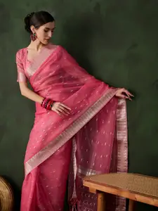 DEVATITHI Woven Design Zari Organza Saree